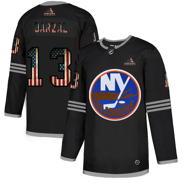 New York Islanders #13 Mathew Barzal Adidas Men Black USA Flag Limited NHL Jersey->new york islanders->NHL Jersey